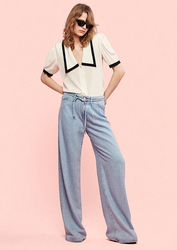 FRAME Drawstring Wid Leg Jeans