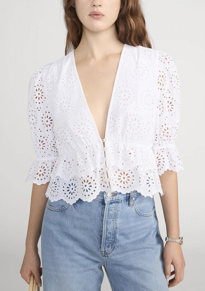FRAME The Solstice Eyelet Blouse