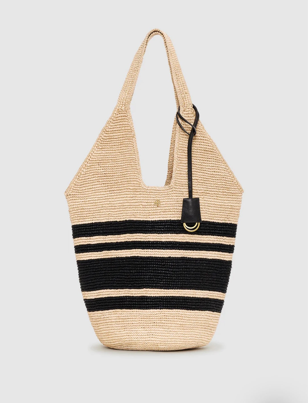 ANINE BING Leah Stripes Hobo Raffia