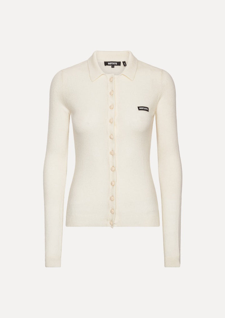 ROTATE Knitted Polo Top White