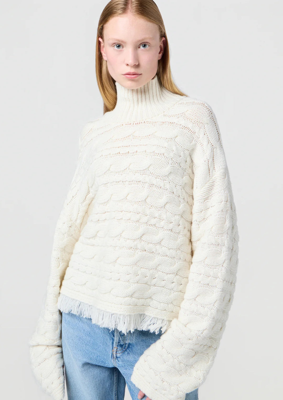 GUEST IN RESIDENCE CROPPED CABLE TURTLENECK