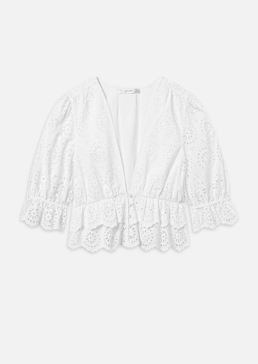 FRAME The Solstice Eyelet Blouse