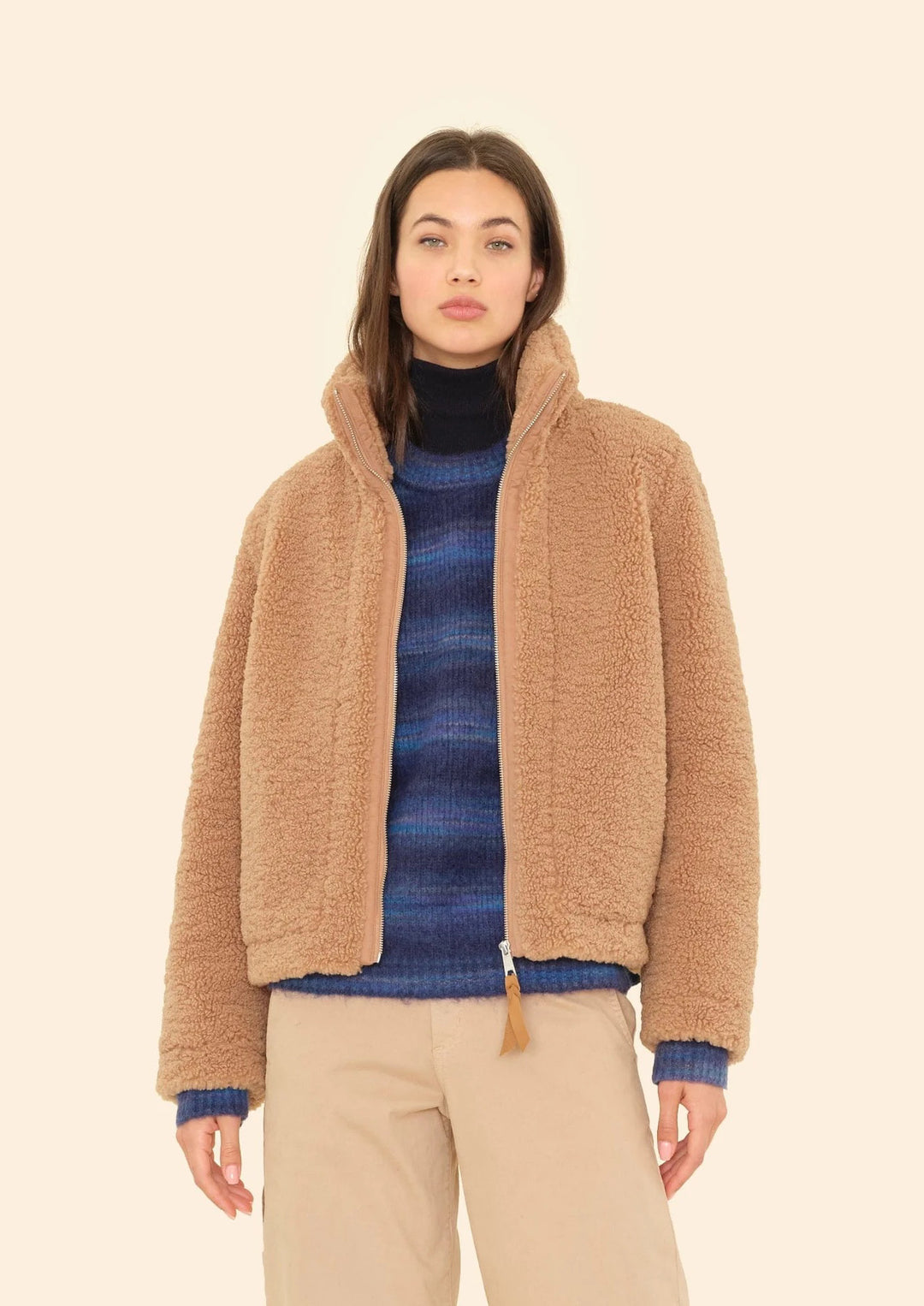 XIRENA Teddy Brown Dree Bomber Jacket