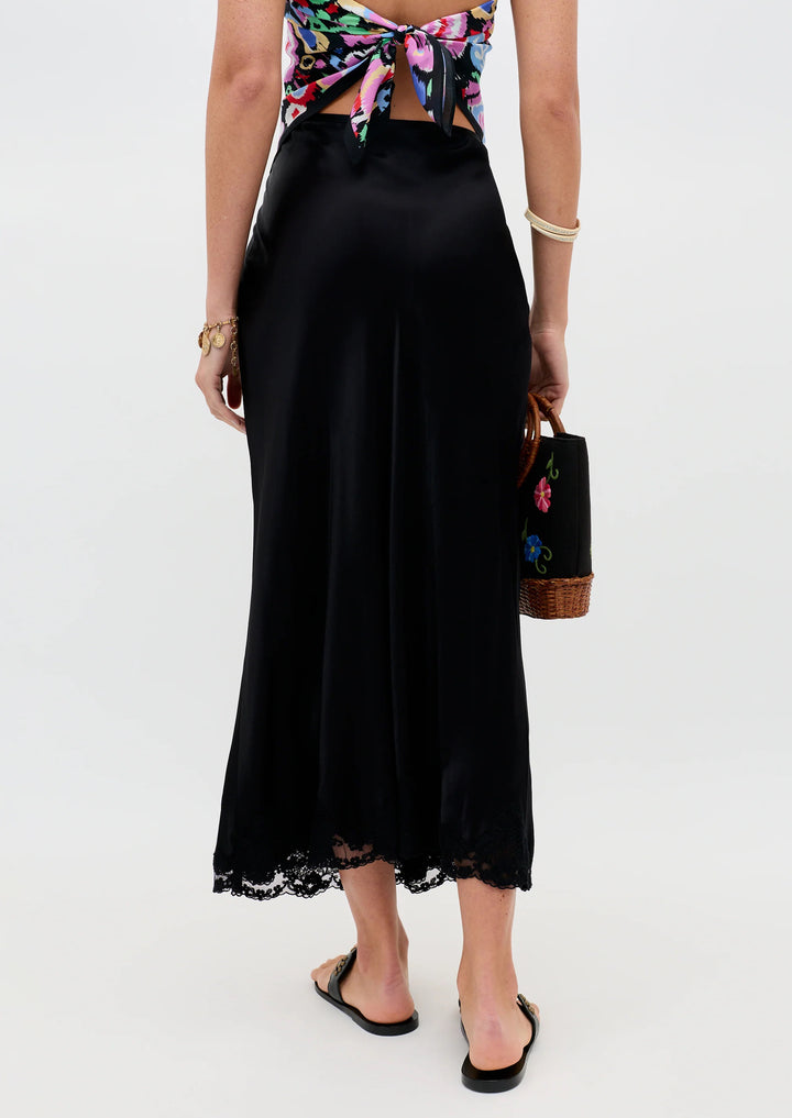 RIXO Crystal Satin Midi Skirt