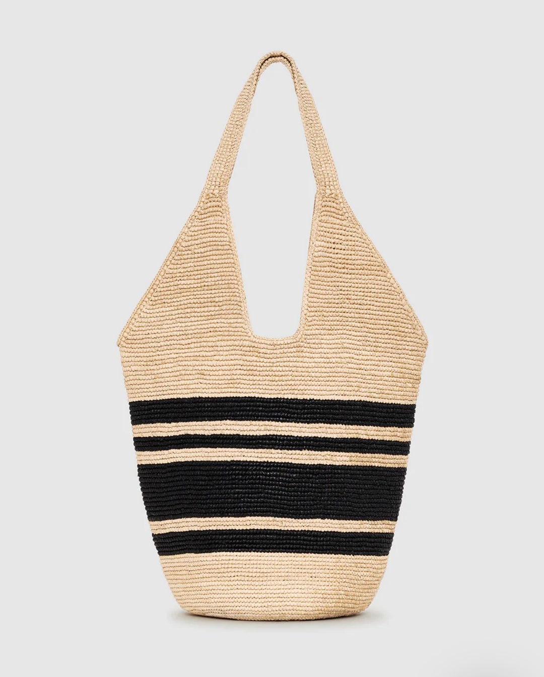 ANINE BING Leah Stripes Hobo Raffia