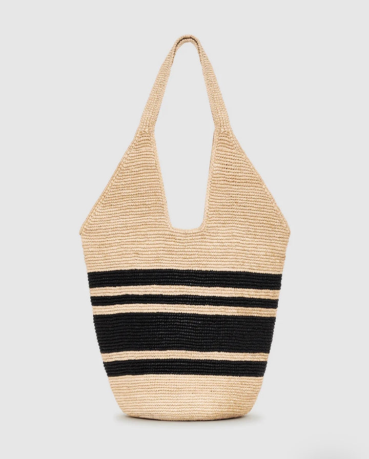 ANINE BING Leah Stripes Hobo Raffia