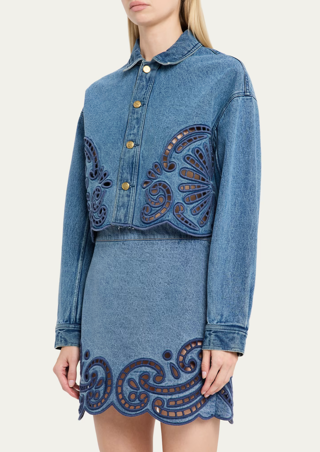 ULLA JOHNSON Bobbi Embroidered Denim Jacket