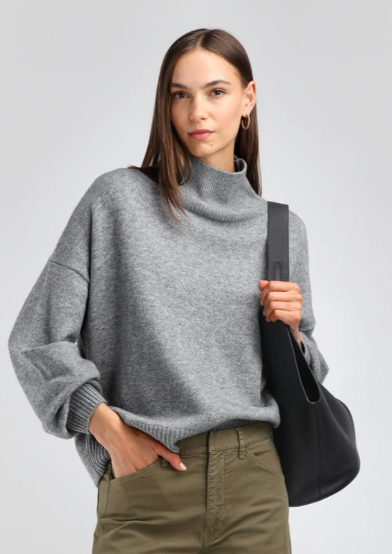 LADNERI Pullover Cocoon grau