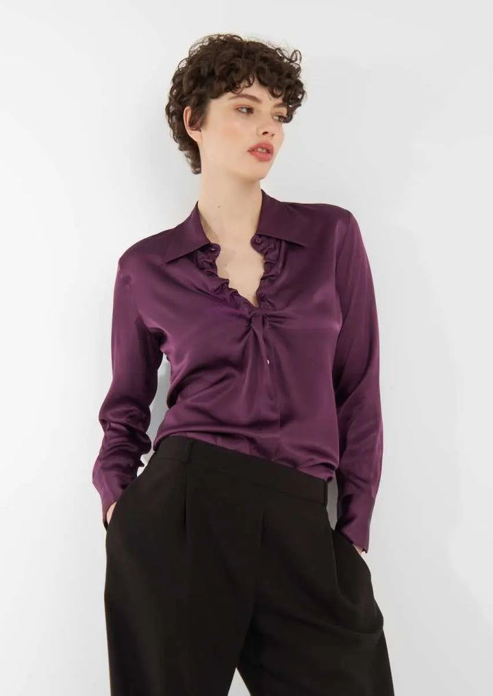 SOSUE Bluse Ella Shiny Purple