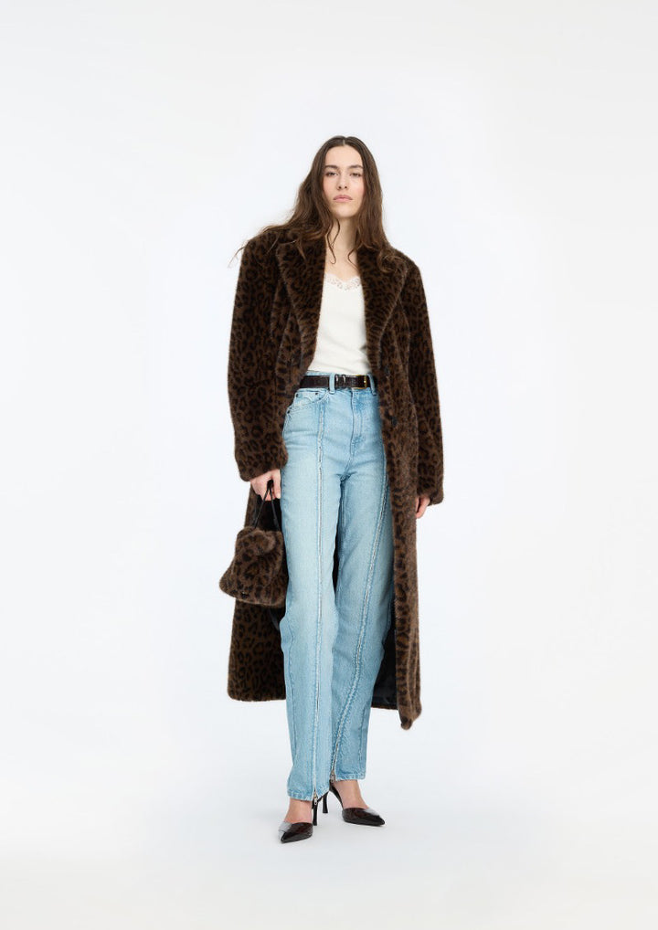 ROTATE Faux Fur Coat Leopard