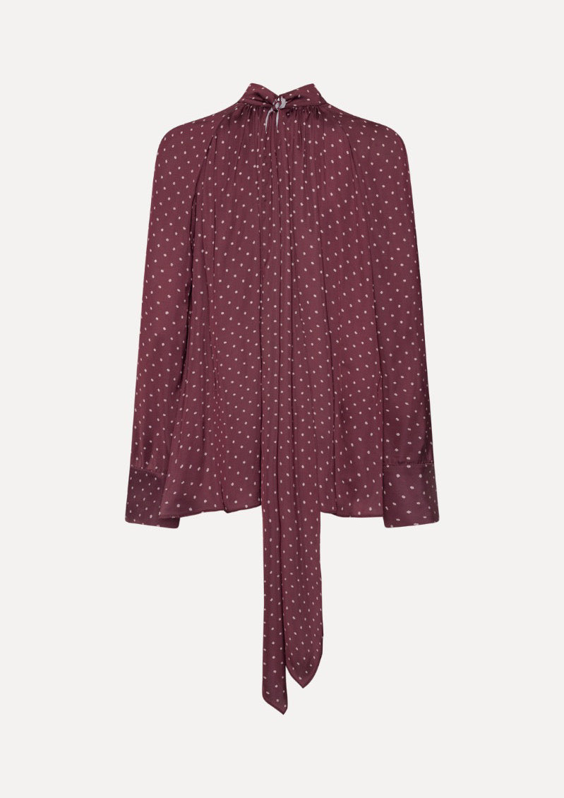 ROTATE Dot Satin Bow Shirt