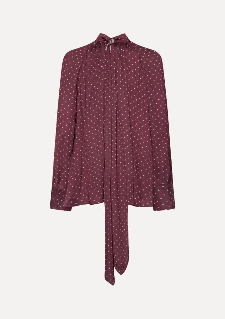 ROTATE Dot Satin Bow Shirt