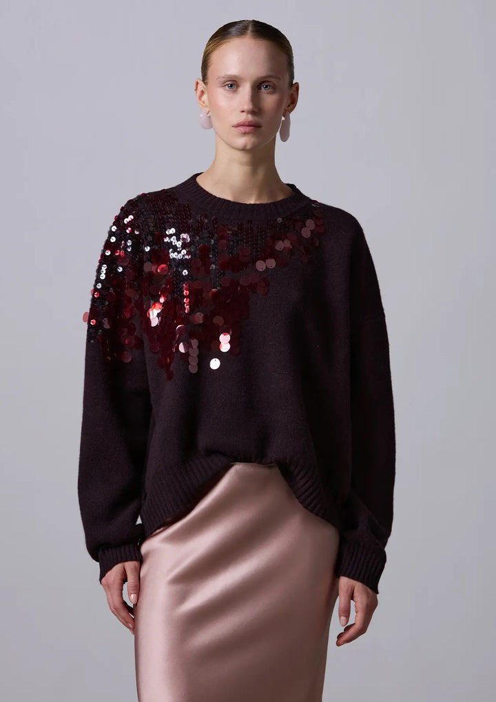 ROBERTO COLLINA OVERSIZED SWEATER WITH SEQUINS