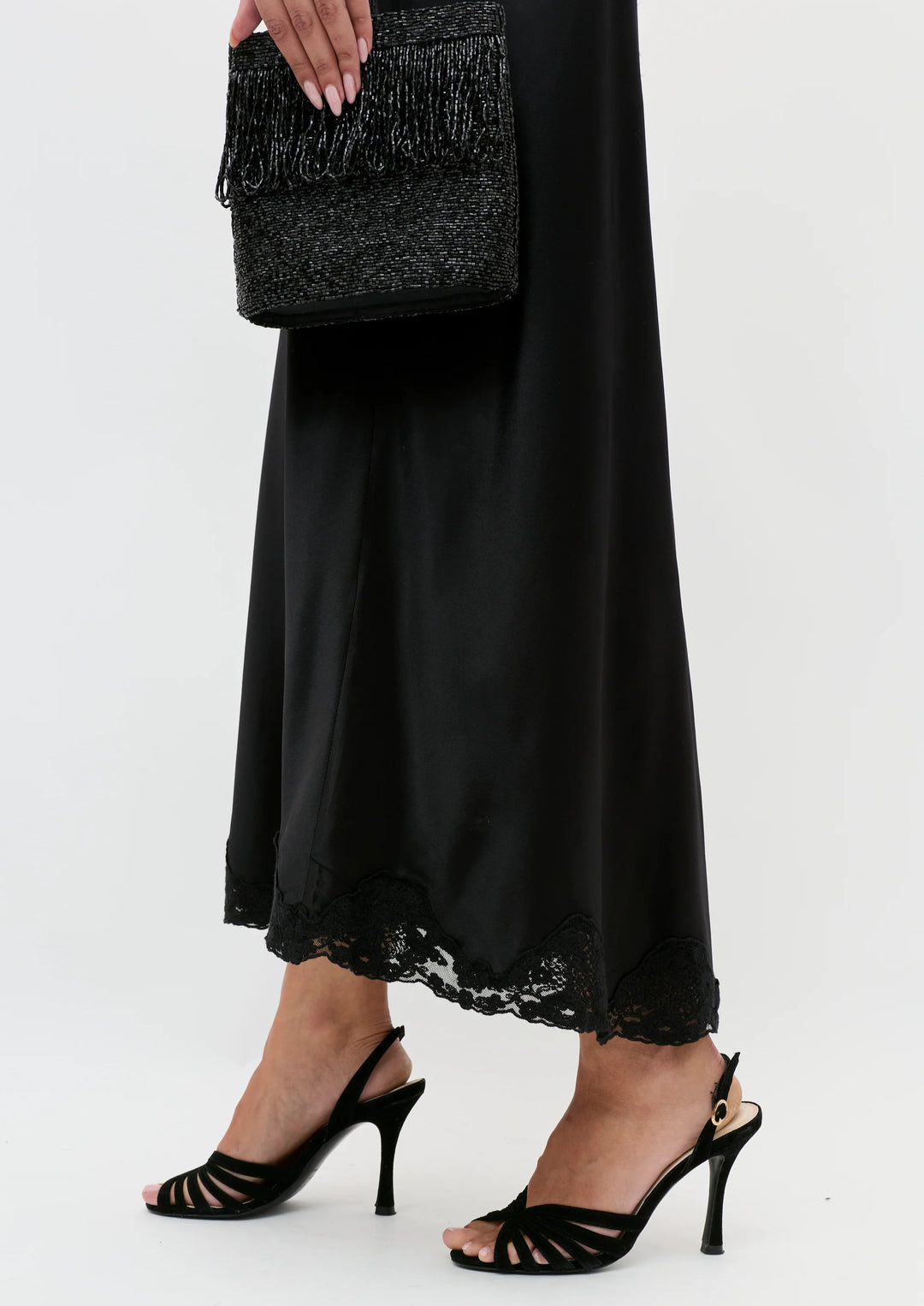 RIXO Crystal Satin Midi Skirt