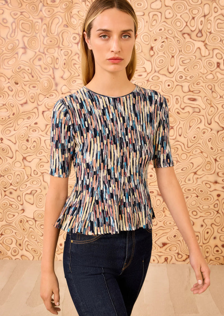 ULLA JOHNSON Samira Mulitcolor Short Sleeve Top