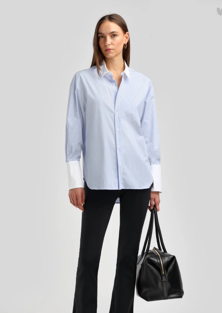 LADNERI Bluse St. Germain Blanc in Blau/Weiß