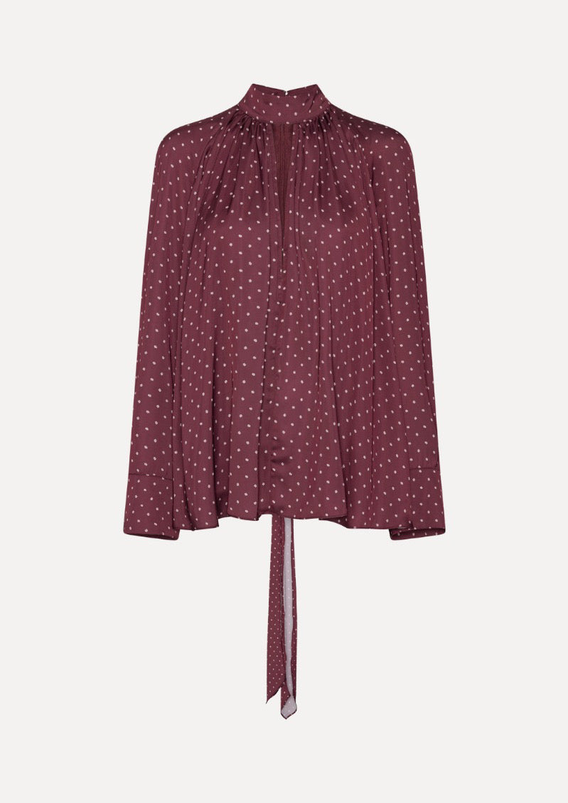 ROTATE Dot Satin Bow Shirt