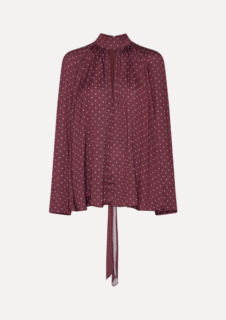 ROTATE Dot Satin Bow Shirt