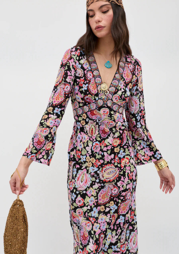 RIXO Tania Silk Midi Dress
