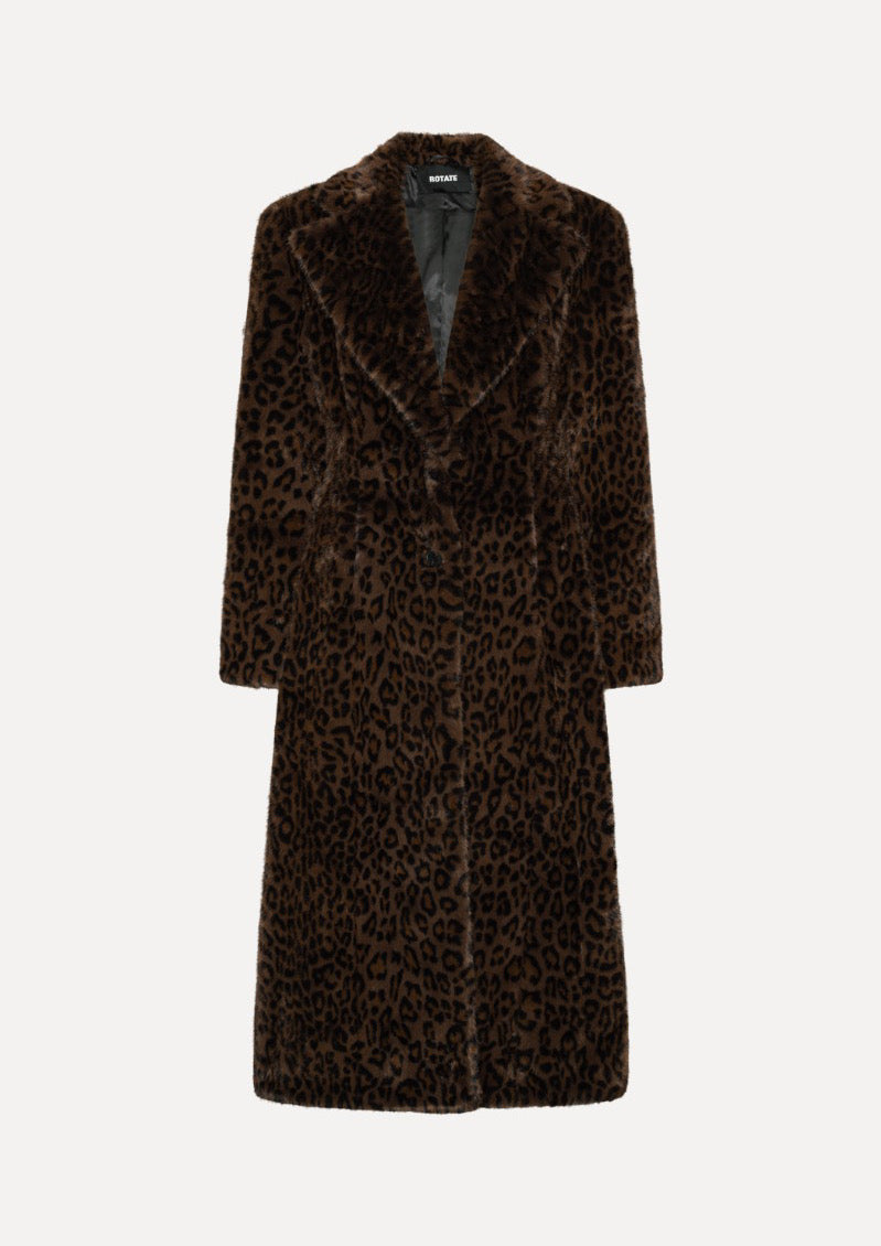ROTATE Faux Fur Coat Leopard