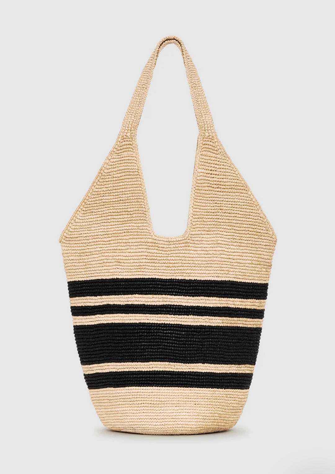 ANINE BING Leah Stripes Hobo Raffia