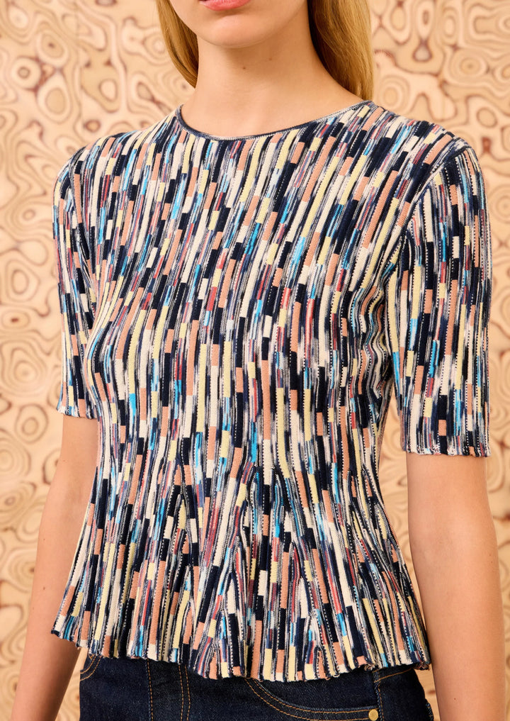 ULLA JOHNSON Samira Mulitcolor Short Sleeve Top