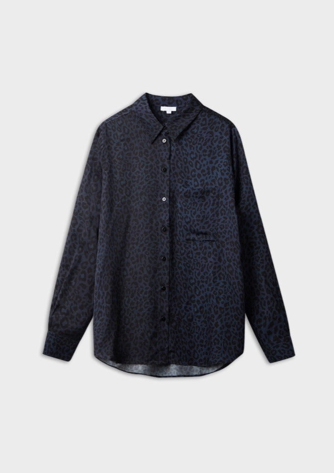LALA BERLIN BLOUSE BO VISCOSE DARK NAVY LEO