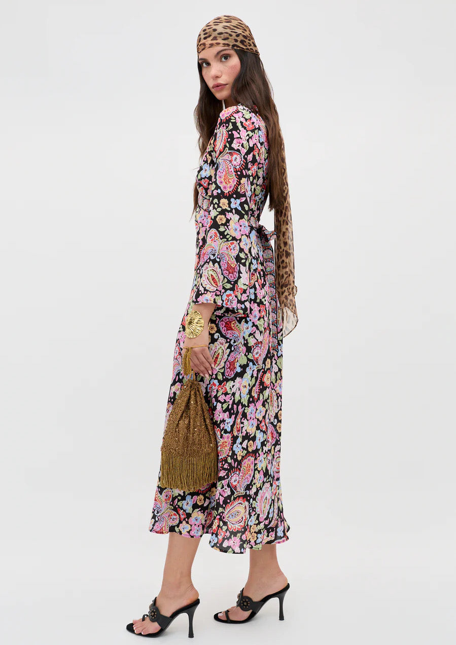 RIXO Tania Silk Midi Dress