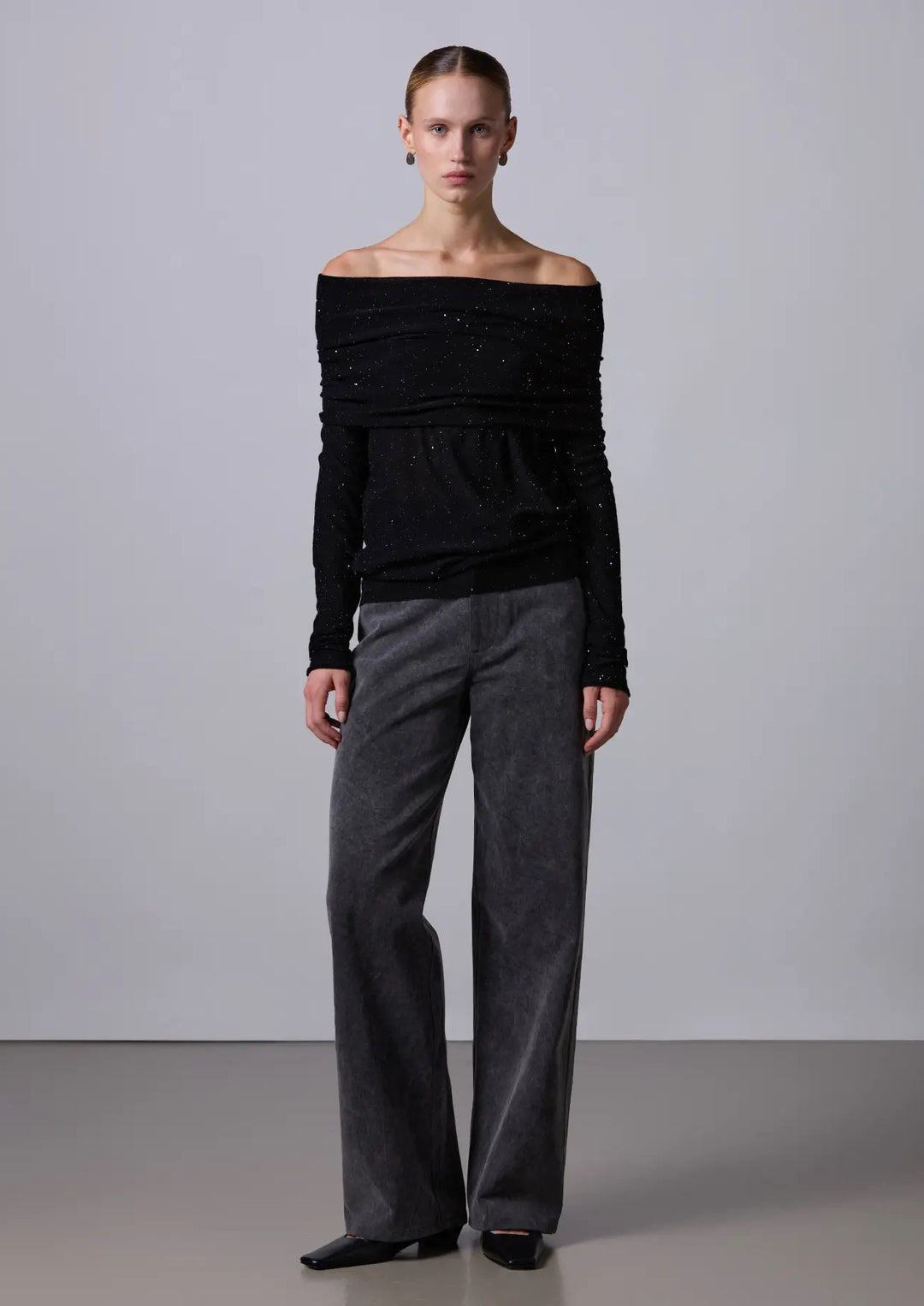ROBERTO COLLINA MICRO SEQUINS OFF-SHOULDERS SWEATER