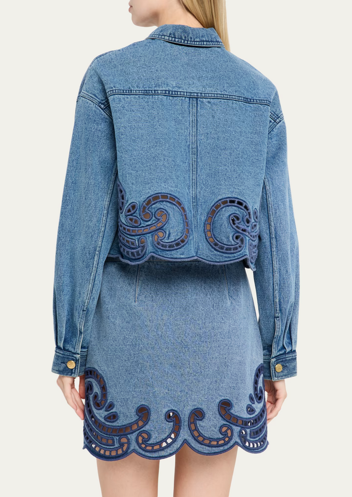 ULLA JOHNSON Bobbi Embroidered Denim Jacket