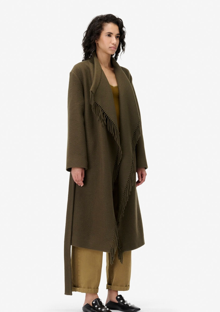 IRO PARIS LONG FRINGED COAT