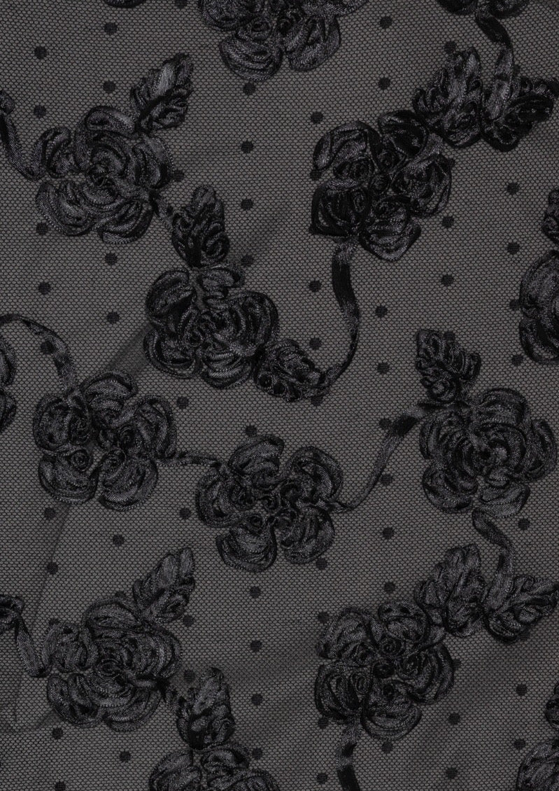 ROTATE Flower Mesh Midi Skirt