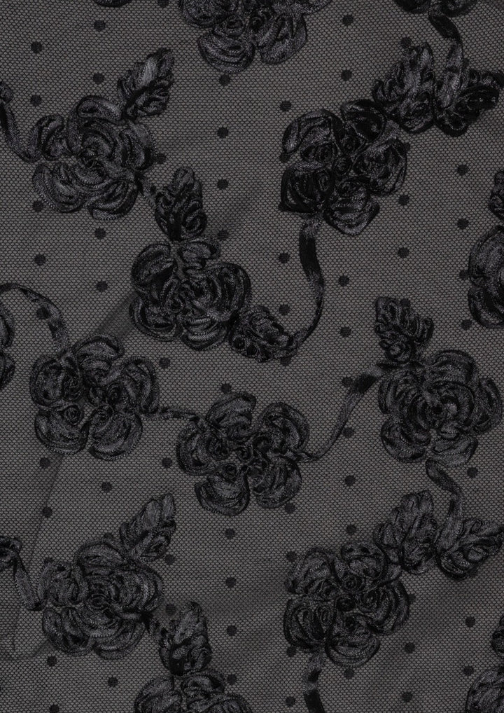 ROTATE Flower Mesh Midi Skirt