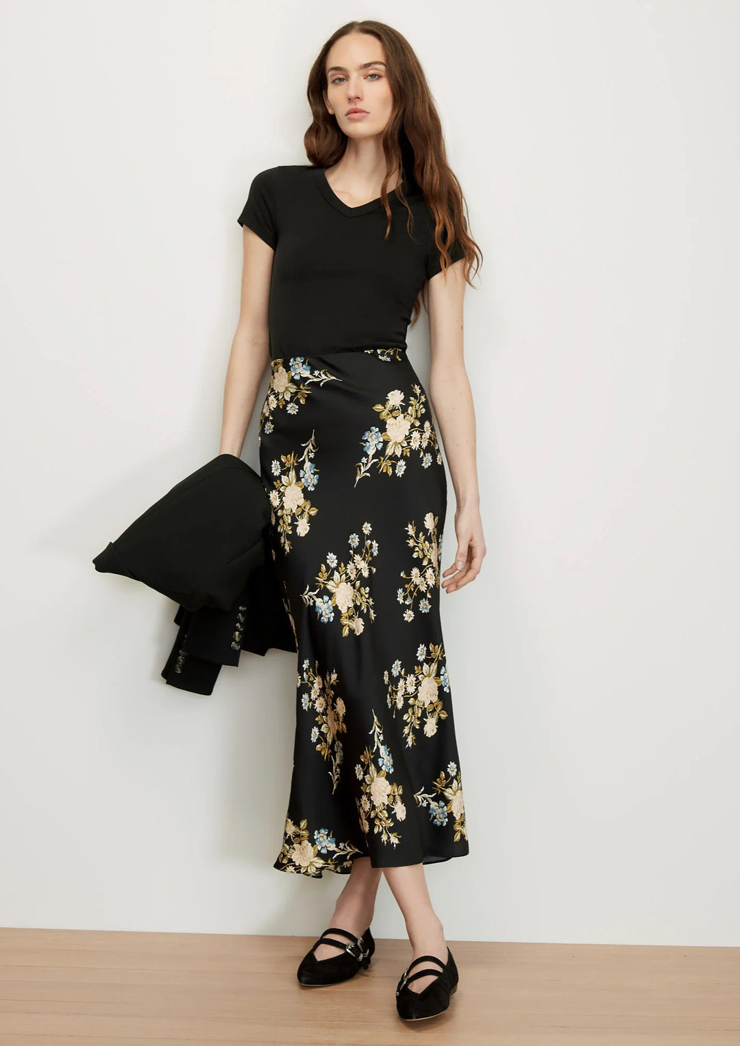 VERONICA BEARD Clover Floral Midi Skirt