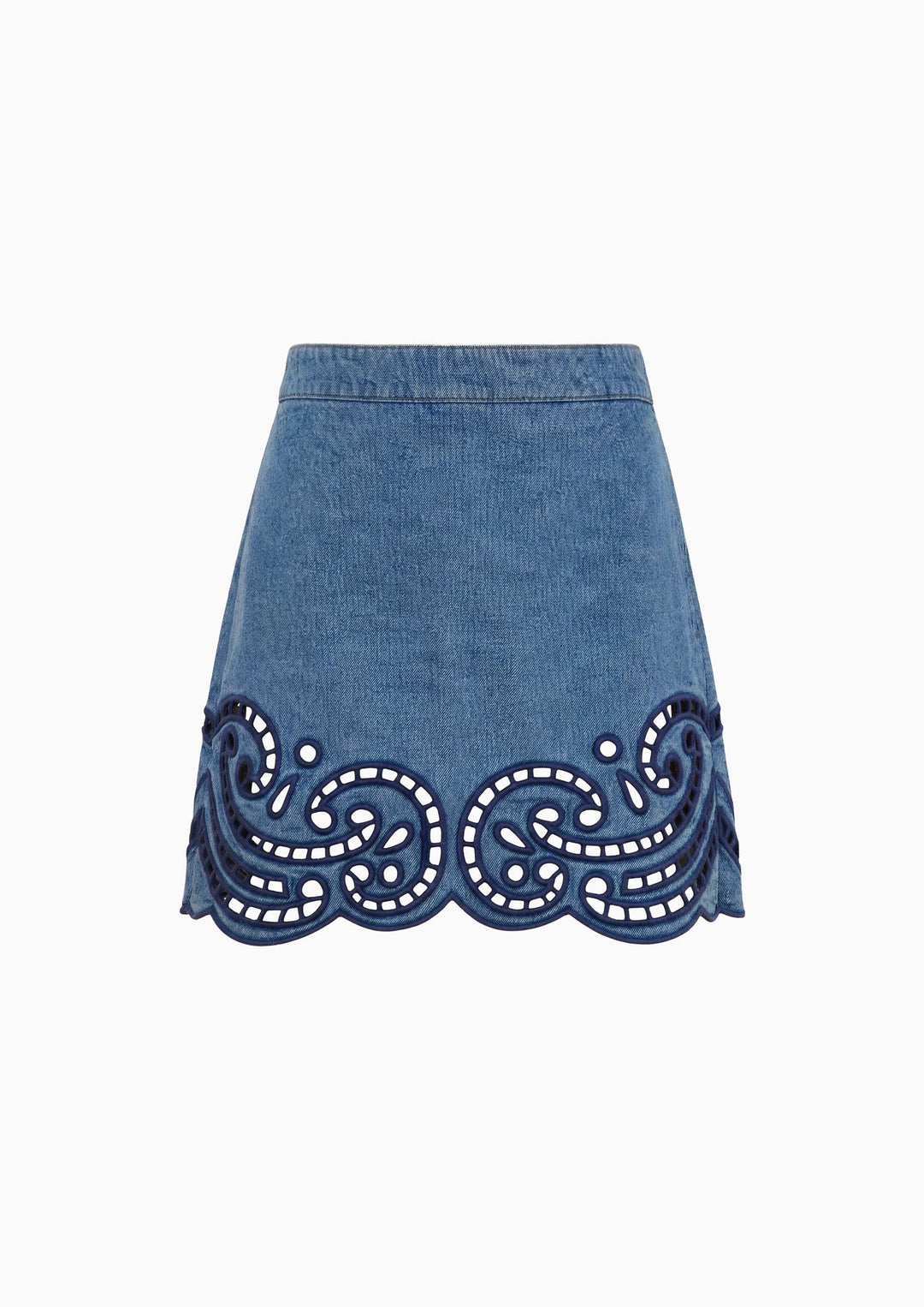 ULLA JOHNSON The Cadiz Eyelet Denim Skirt