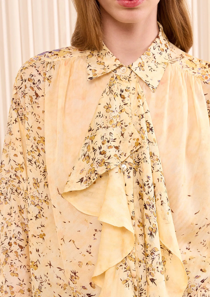 ULLA JOHNSON Gesture Long Sleeve Silk Blouse
