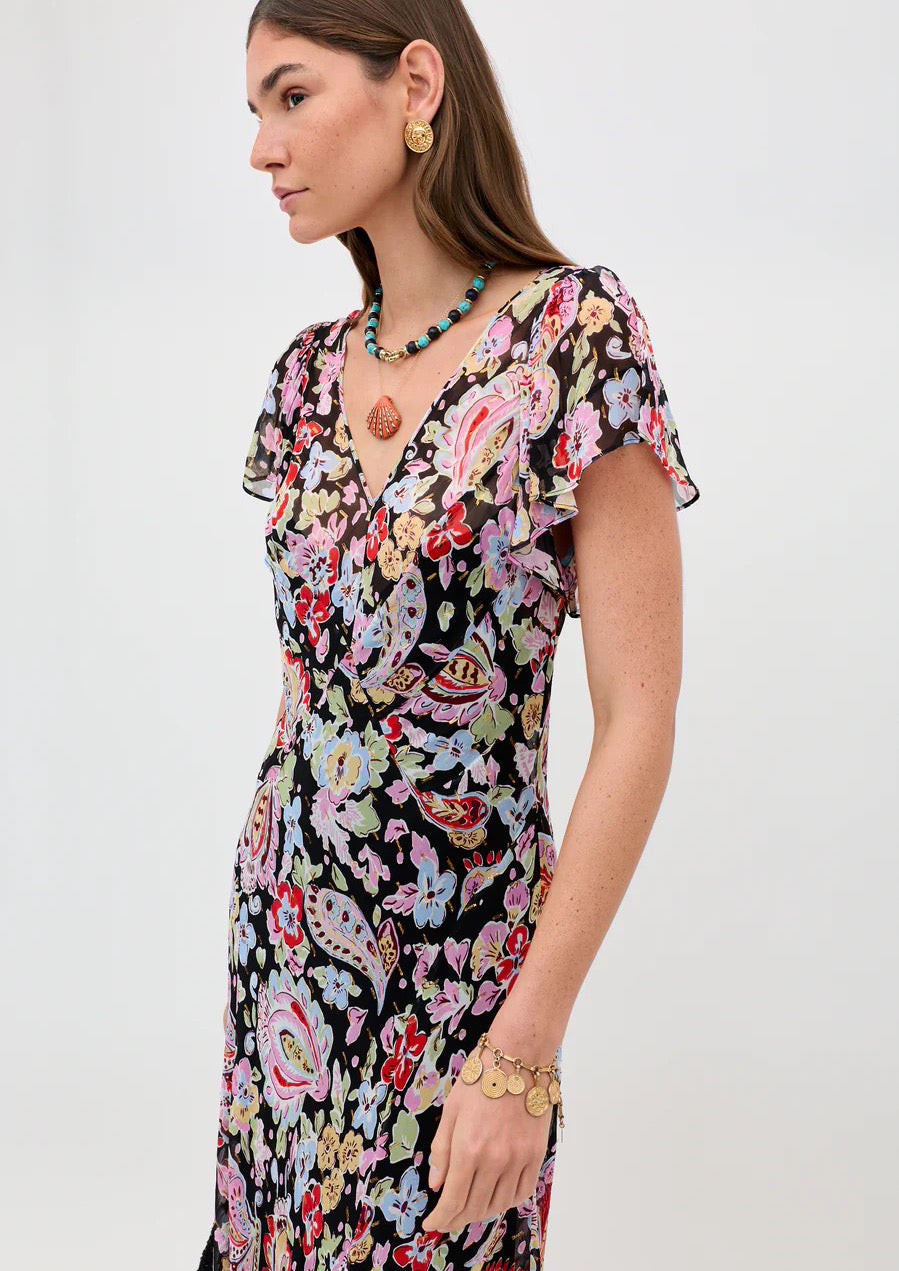 RIXO Bexley Lurex Midi Dress