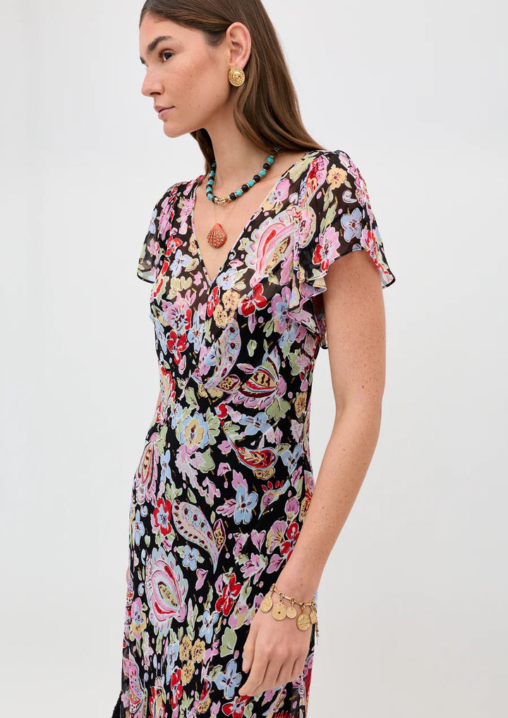RIXO Bexley Lurex Midi Dress