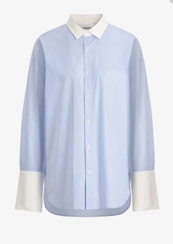 LADNERI Bluse St. Germain Blanc in Blau/Weiß