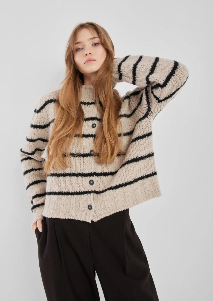 SOSUE Cardigan Petite Black Stripe