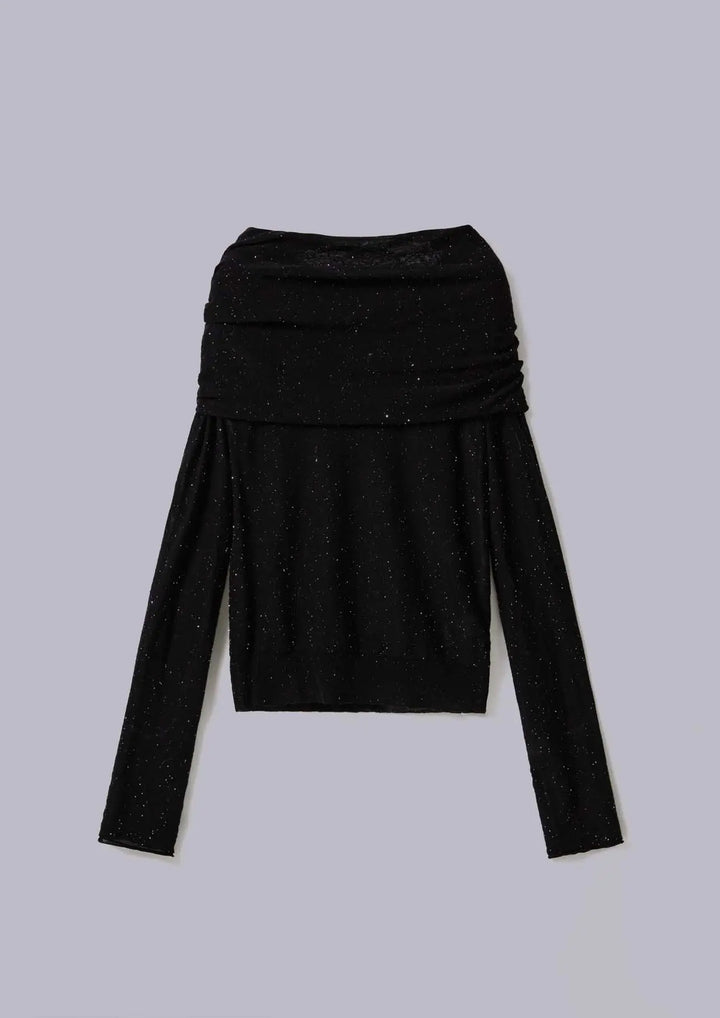 ROBERTO COLLINA MICRO SEQUINS OFF-SHOULDERS SWEATER