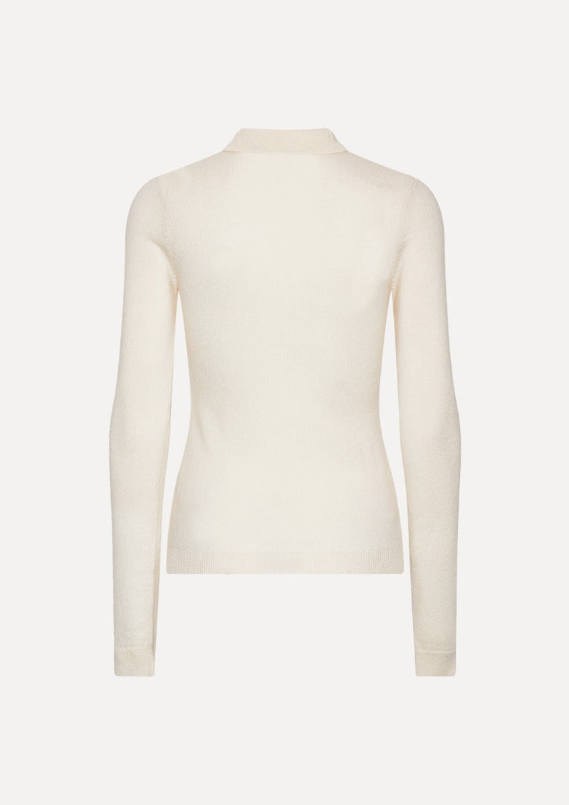 ROTATE Knitted Polo Top White