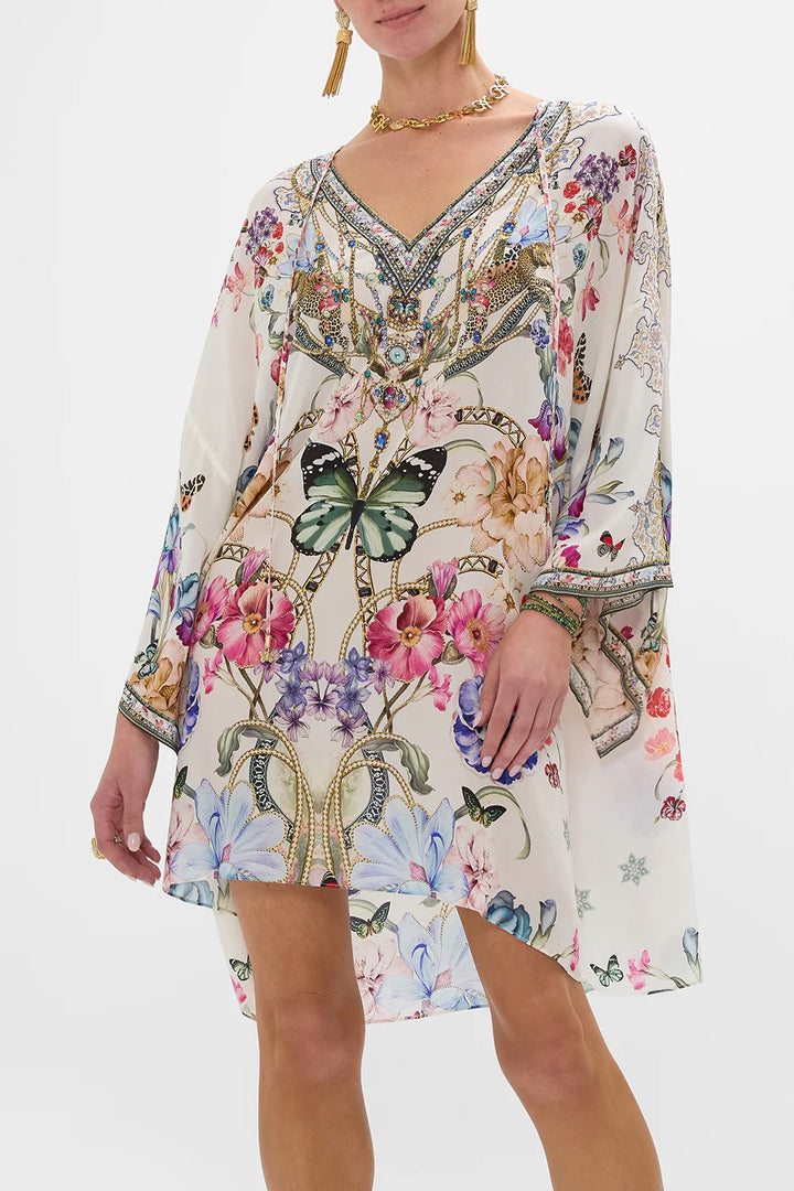 CAMILLA Tie Sleeve Short V Neck Kaftan