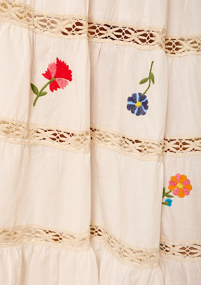 rixo regine floral embroidered tiered maxi dress RIXO Regine Floral Embroidered Tiered Maxi Dress
