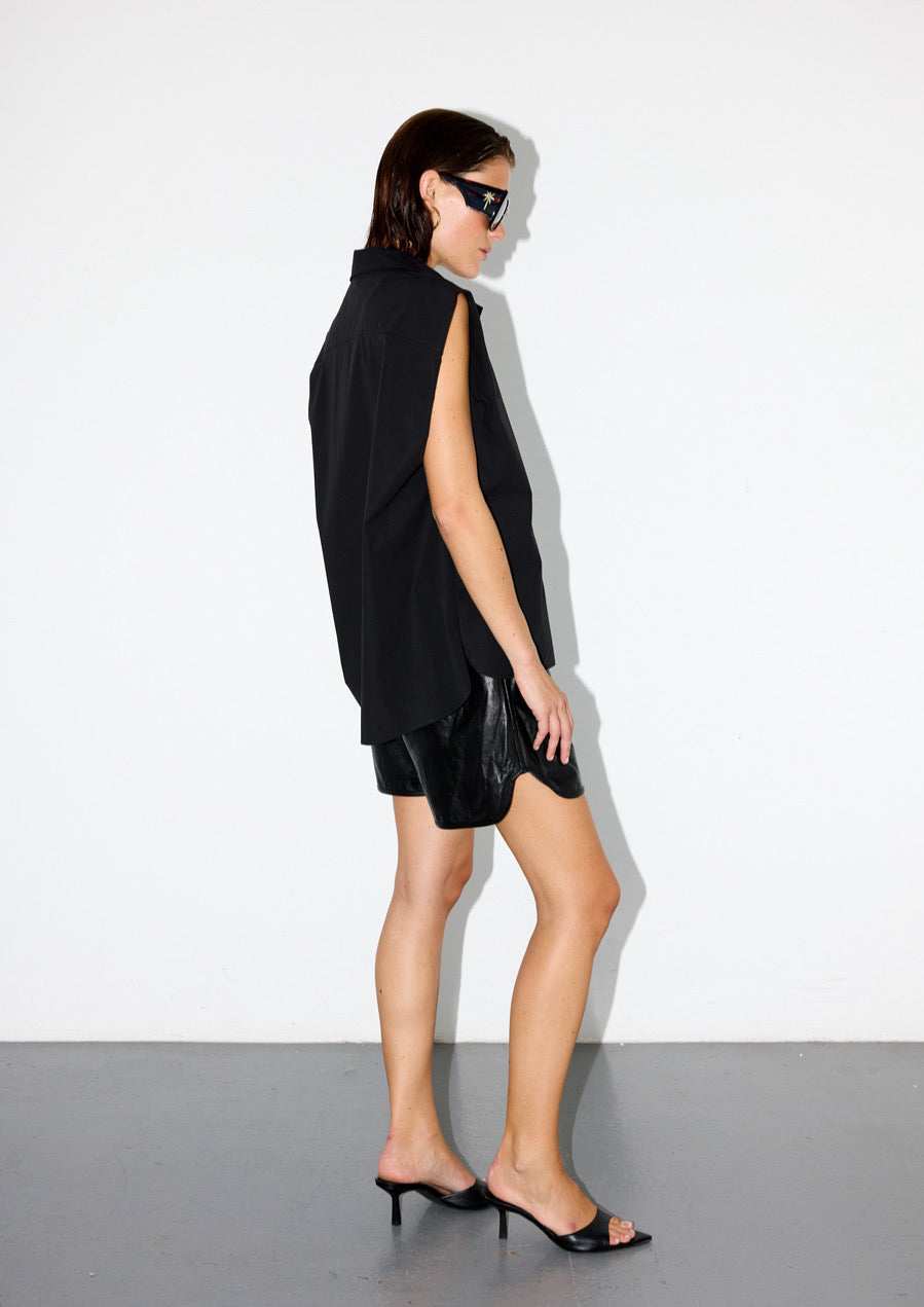 RAIINE Asher Leather Shorts Black