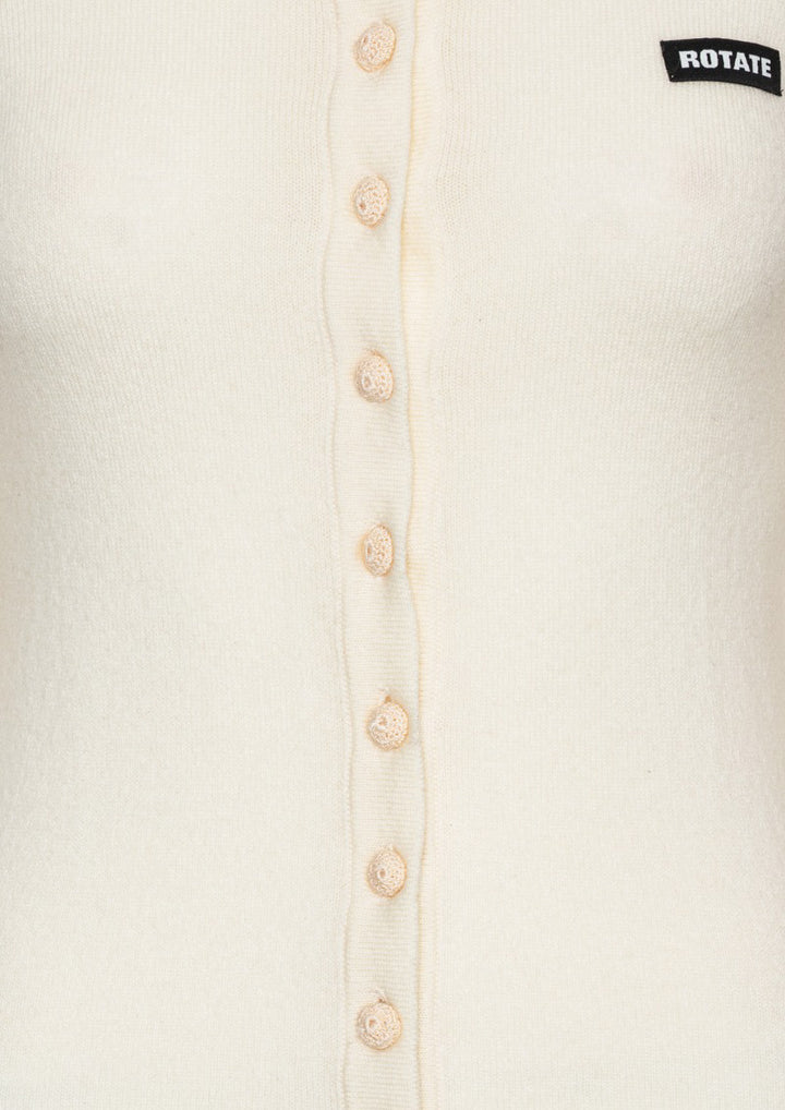 ROTATE Knitted Polo Top White
