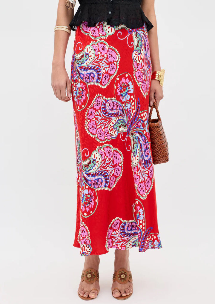 RIXO Kelly Jacquard Midi Skirt