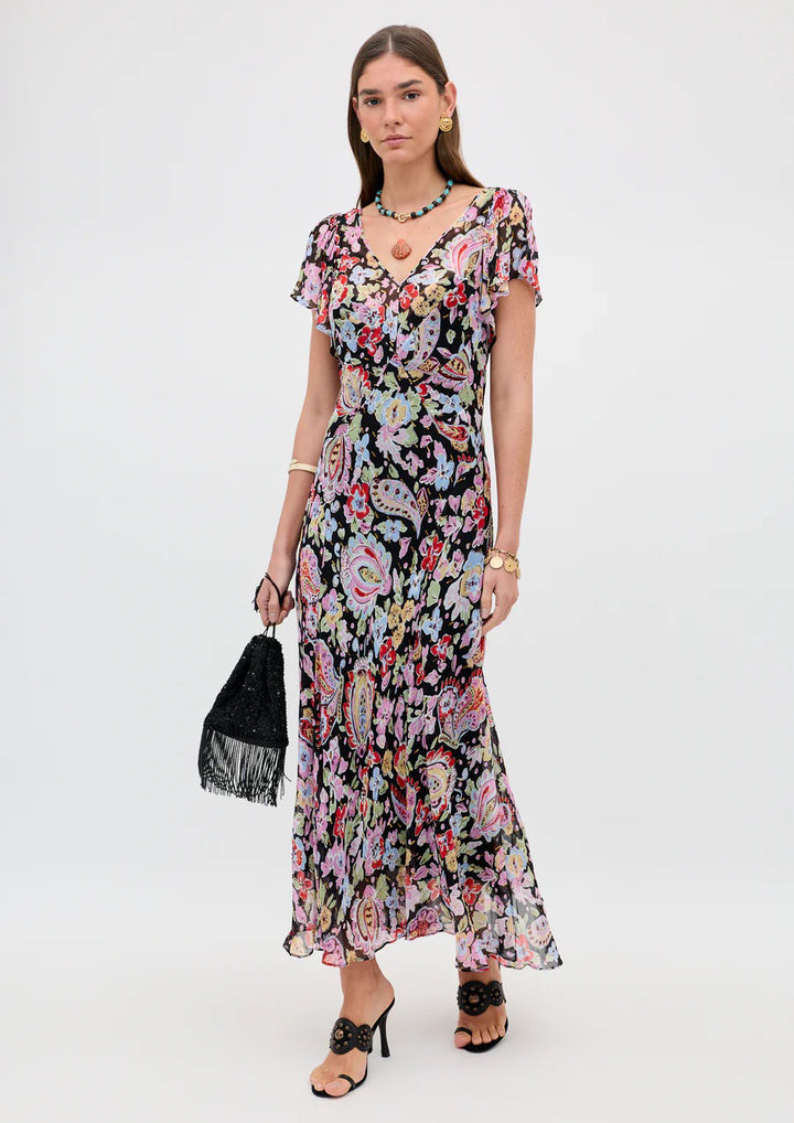 RIXO Bexley Lurex Midi Dress