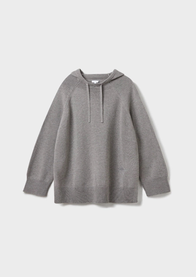 LALA BERLIN KNIT HOODIE KIANA COTTON WOOL GREY