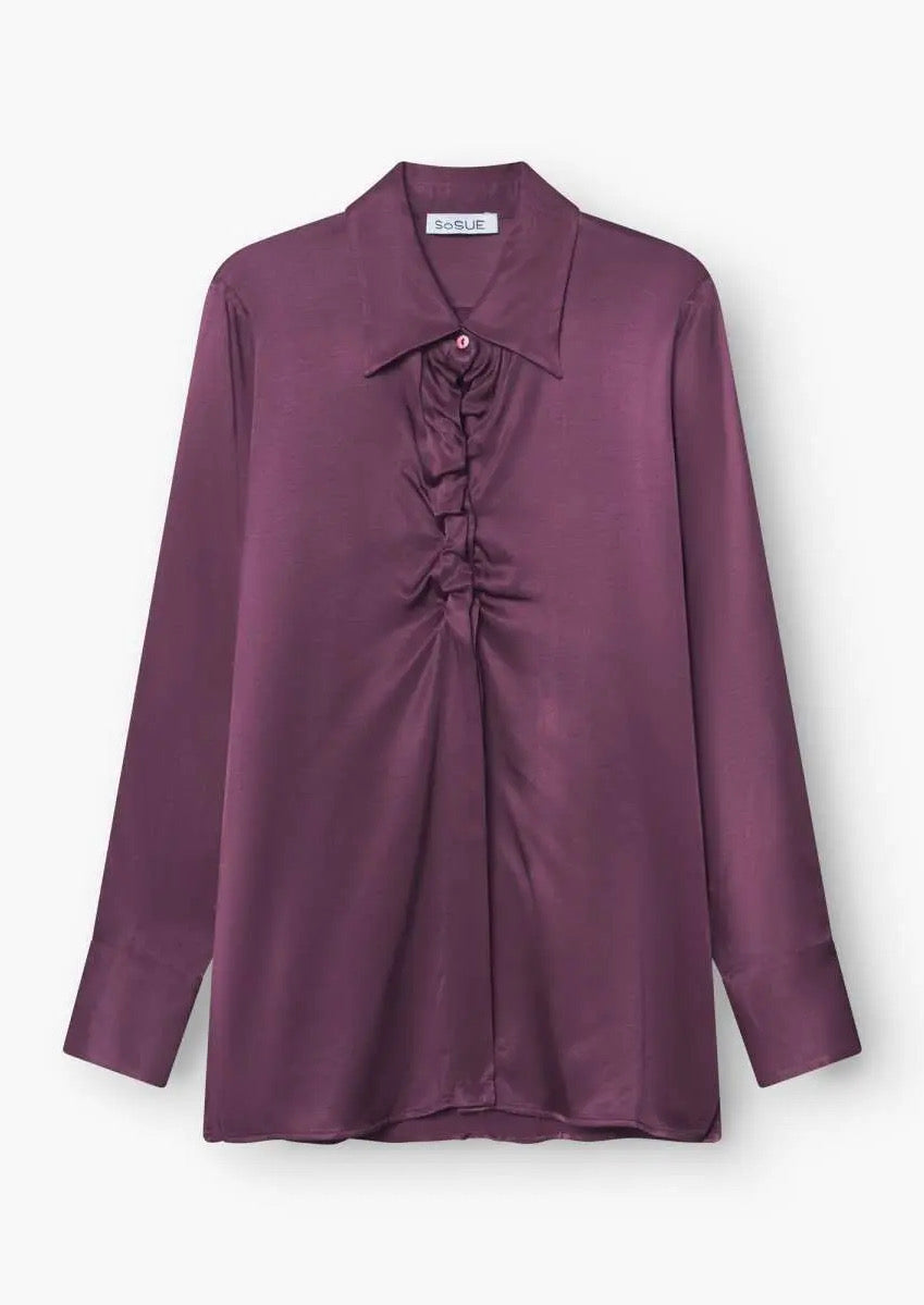SOSUE Bluse Ella Shiny Purple